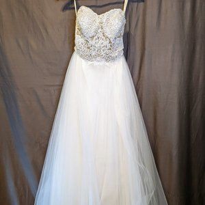 Strapless Wedding Dress with Tulle Slit Skirt